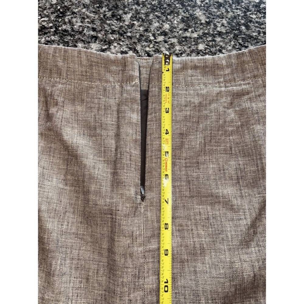 Banana Repulic Pencil Skirt Size 8 Brown White Woven Blend Rear Slit Career - Picture 10 of 11